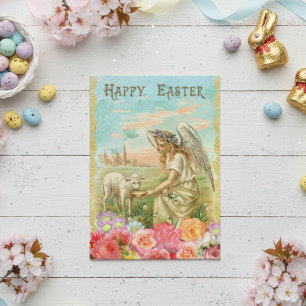 Vintage Easter Angel Lamb Pretty Holiday Card