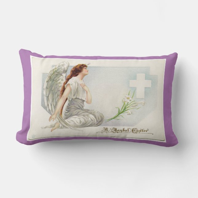 Vintage Easter Angel Lumbar Pillow (Front)