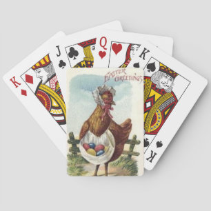 Vintage Easter Bicycle Pink Playing cards