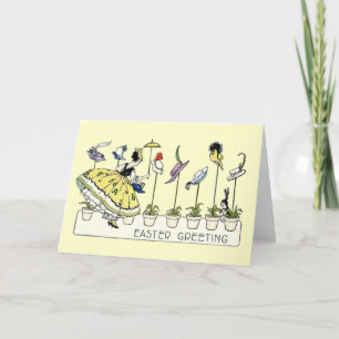 Vintage Easter Bonnets Shopper Holiday Card