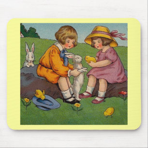 Vintage Easter Boy and Girl Mouse Pad