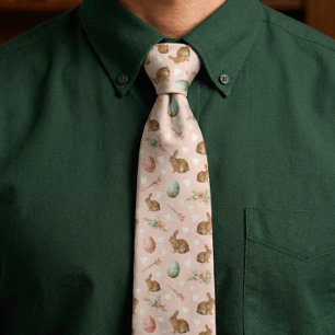 Vintage Easter Bunnies and Easter Eggs Cute Pastel Tie
