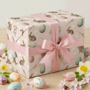 Vintage Easter Bunnies and Easter Eggs Cute Pastel Wrapping Paper