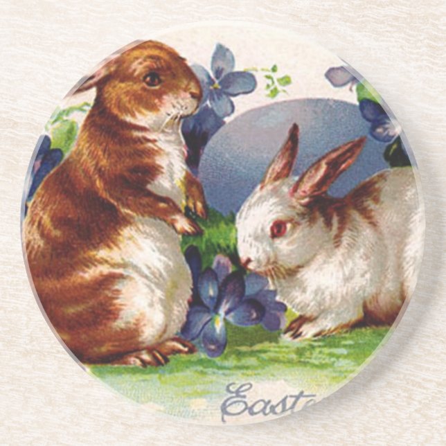 Vintage Easter Bunnies Coasters (Front)