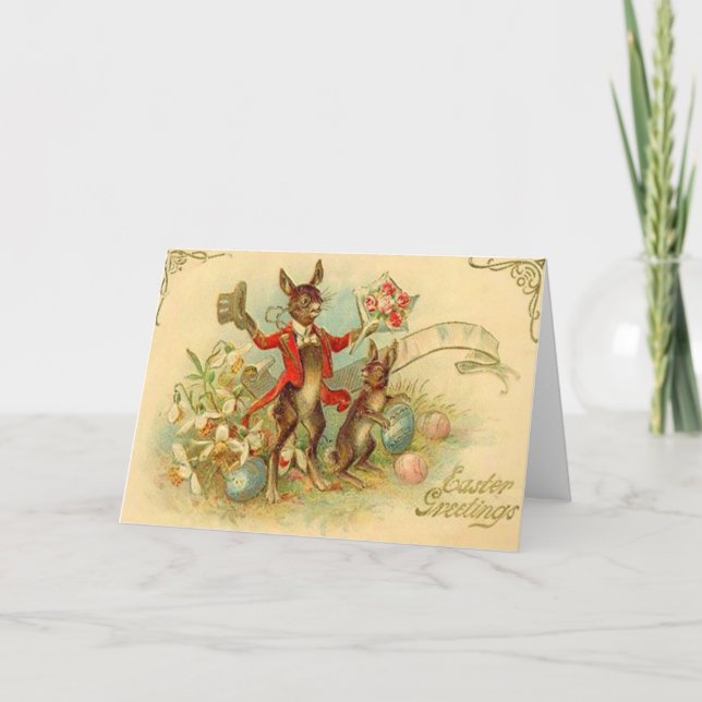 Vintage Easter Bunnies Easter Card (Front)