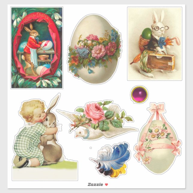 VINTAGE EASTER BUNNIES, FLOWERS,DOVES AND EGGS (Sheet)