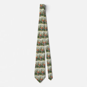 Vintage Easter Bunnies in a Boat with Easter Eggs Tie