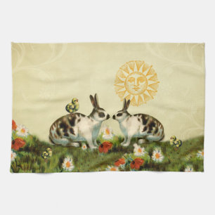 Vintage Easter Bunnies Kitchen Towel