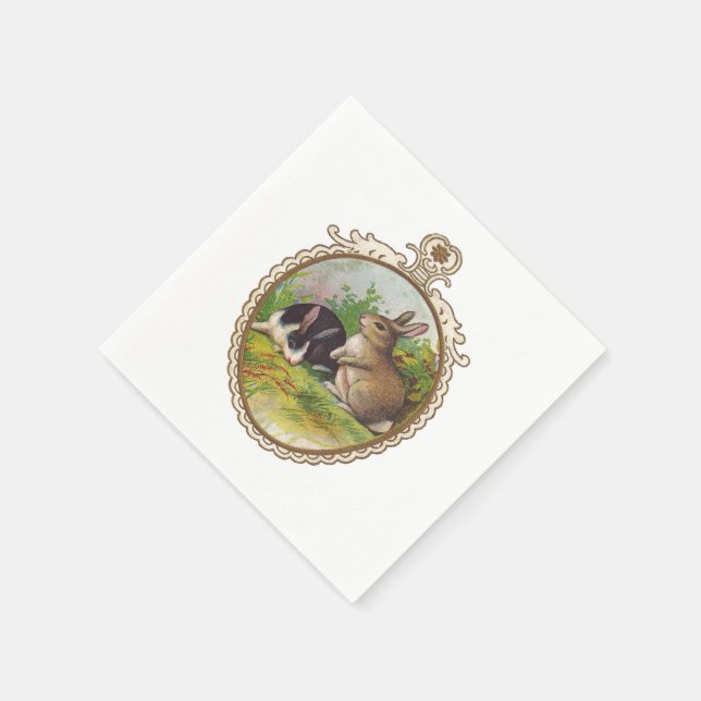 Vintage Easter Bunnies Napkin (Corner)