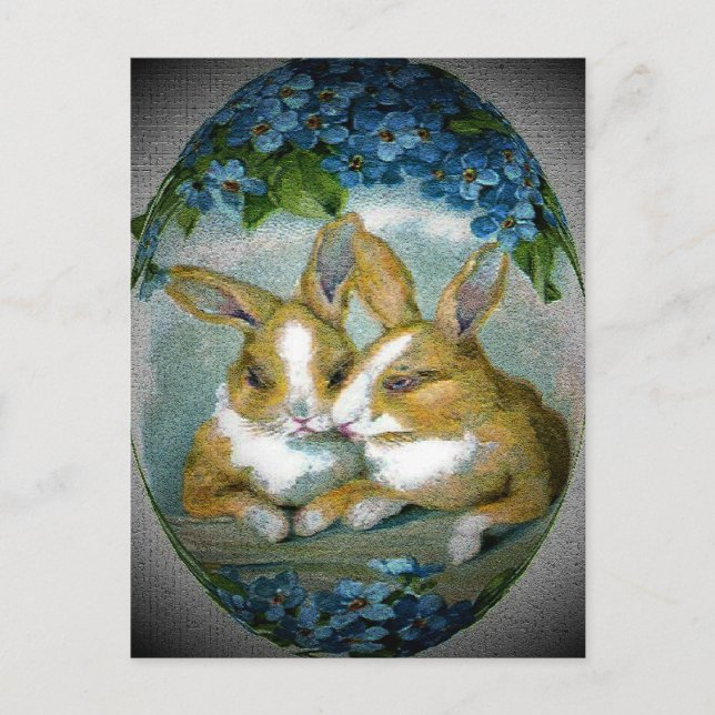 Vintage Easter Bunnies Textured Image, ZSSG Holiday Postcard (Front)