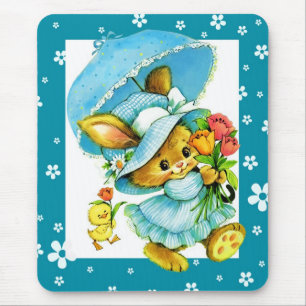 Vintage Easter Bunny and Chick. Gift Mousepads