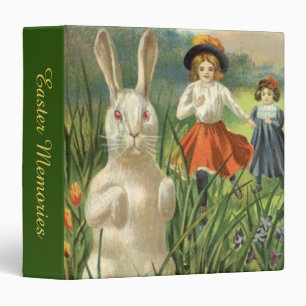 Vintage Easter Bunny and Children Happy Eastertide Binder