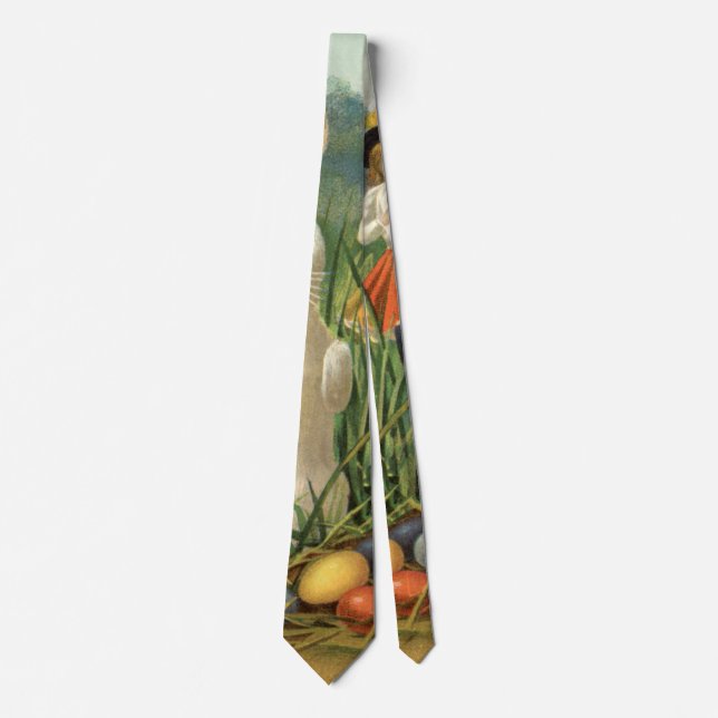 Vintage Easter Bunny and Children Happy Eastertide Tie (Front)