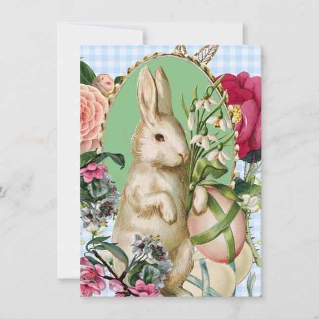 Vintage Easter Bunny and Eggs Collage Holiday Card (Front)