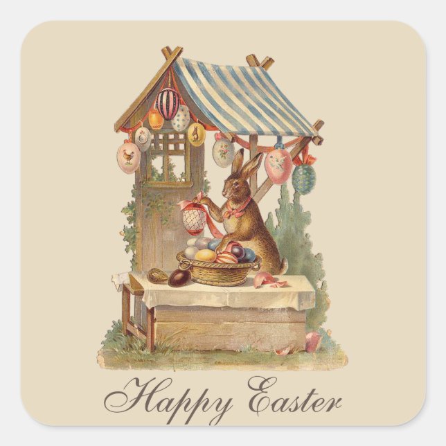 Vintage Easter bunny and eggs sticker (Front)