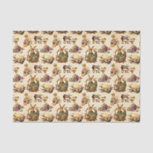 Vintage Easter Bunny and girl party tissue Tissue Paper