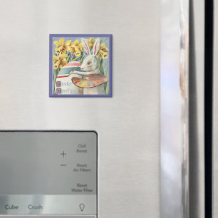 Vintage Easter Bunny Artist Painting an Egg, ZSSG Magnet