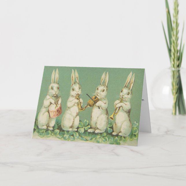 Vintage Easter Bunny Band, Holiday Card (Front)