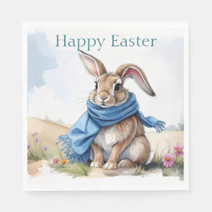 Vintage Easter Bunny blue scarf Happy Easter Napkin