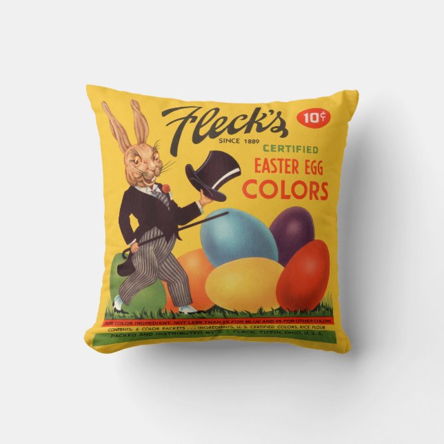 Vintage Easter Bunny Colouring Dye Throw Pillow (Front)
