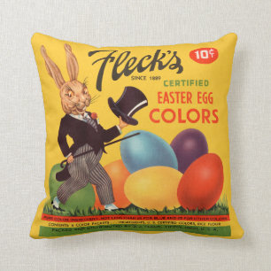 Vintage Easter Bunny Colouring Dye Throw Pillow
