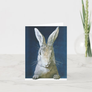 Vintage Easter Bunny, Cute Furry White Rabbit Holiday Card