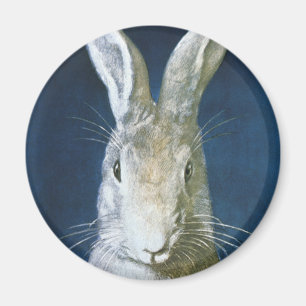 Vintage Easter Bunny, Cute Furry White Rabbit Magnet
