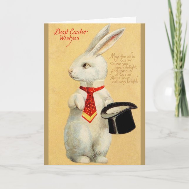 Vintage Easter Bunny Easter Greeting Card (Front)
