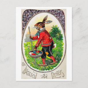 Vintage Easter Bunny Egg Postcard
