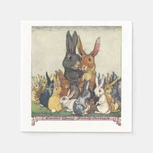 Vintage Easter bunny family Napkin