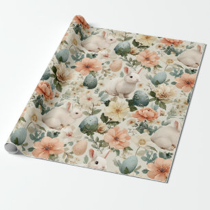 Vintage Easter Bunny Floral (10) Wrapping Paper