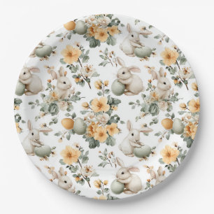 Vintage Easter Bunny Floral (2) Paper Plate