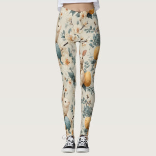 Vintage Easter Bunny Floral (3) Leggings
