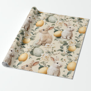 Vintage Easter Bunny Floral (5) Wrapping Paper
