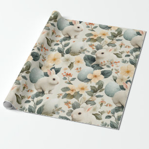Vintage Easter Bunny Floral (6) Wrapping Paper