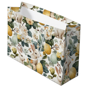 Vintage Easter Bunny Floral (7) Large Gift Bag