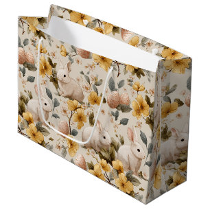 Vintage Easter Bunny Floral (8) Large Gift Bag