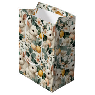 Vintage Easter Bunny Floral (9) Medium Gift Bag