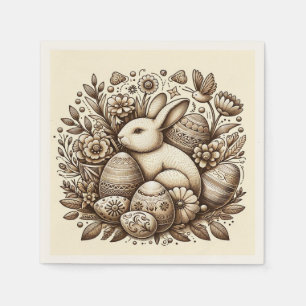 Vintage Easter Bunny Flowers & Eggs 1st Birthday  Napkin