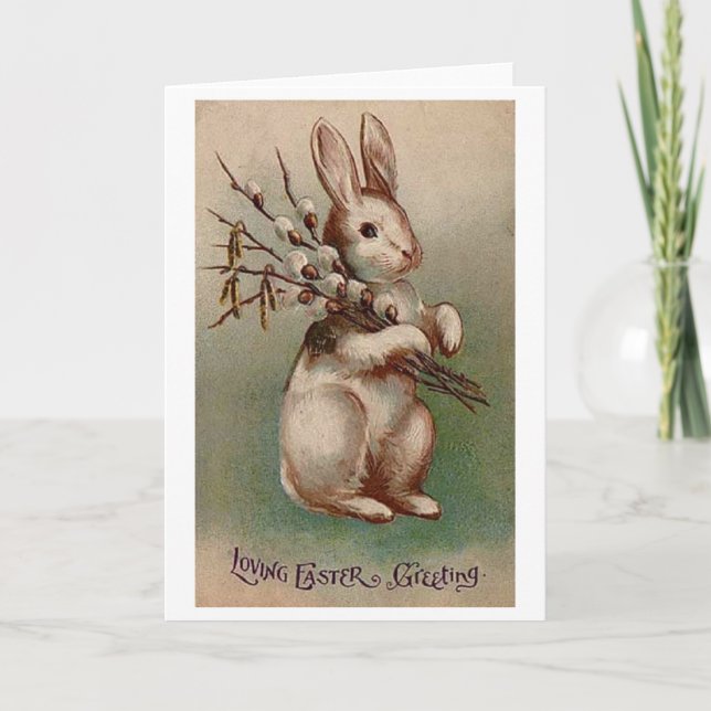 Vintage Easter Bunny Greeting Card (Front)