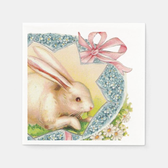 Vintage Easter Bunny Holiday party napkins (Front)