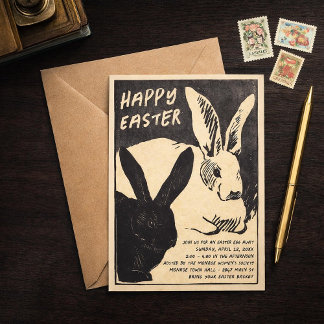 Vintage Easter Bunny Invitation - Easter Egg Hunt