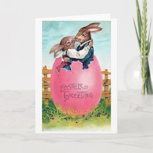 Vintage Easter Bunny Lovers Card (Front)