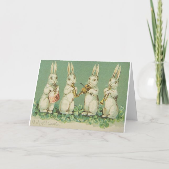 Vintage Easter Bunny Orchestra Easter Card (Front)