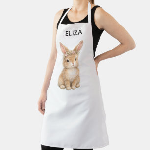 Vintage Easter Bunny Rabbit Egg Watercolor Apron