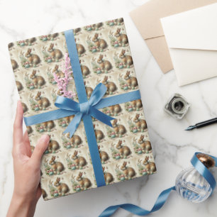 Vintage Easter Bunny Rabbit Egg Watercolor Wrapping Paper