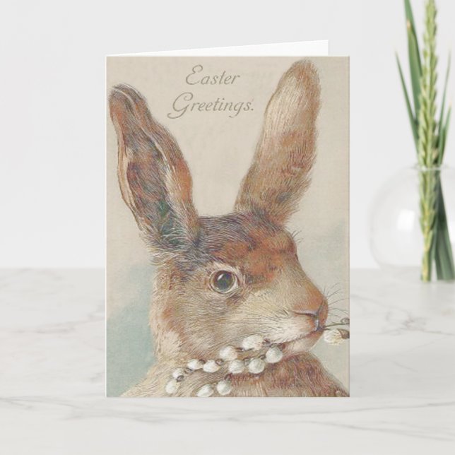 Vintage Easter Bunny Rabbit Holiday Card (Front)
