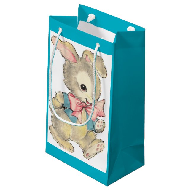 Vintage Easter Bunny Small Gift Bag (Back Angled)