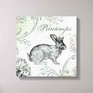 Vintage Easter bunny stretched canvas