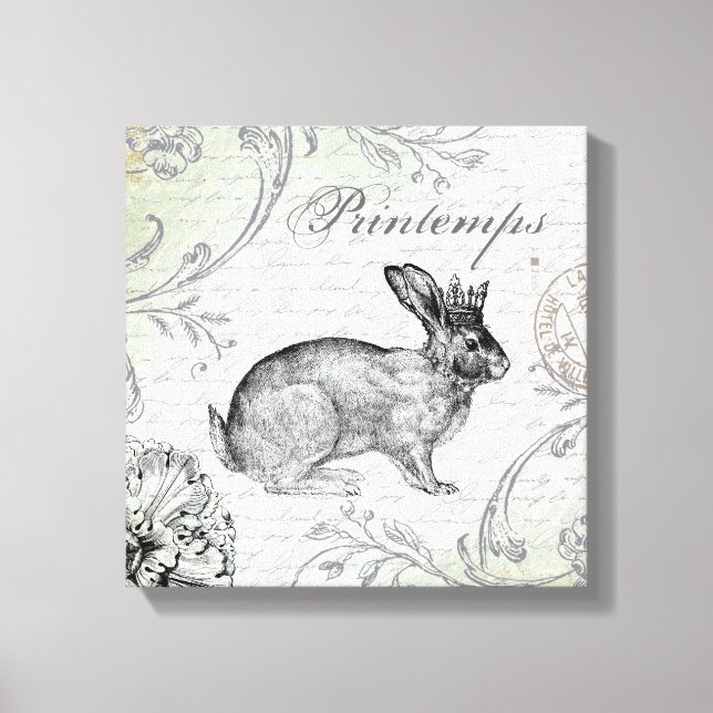 Vintage Easter bunny stretched canvas (Front)